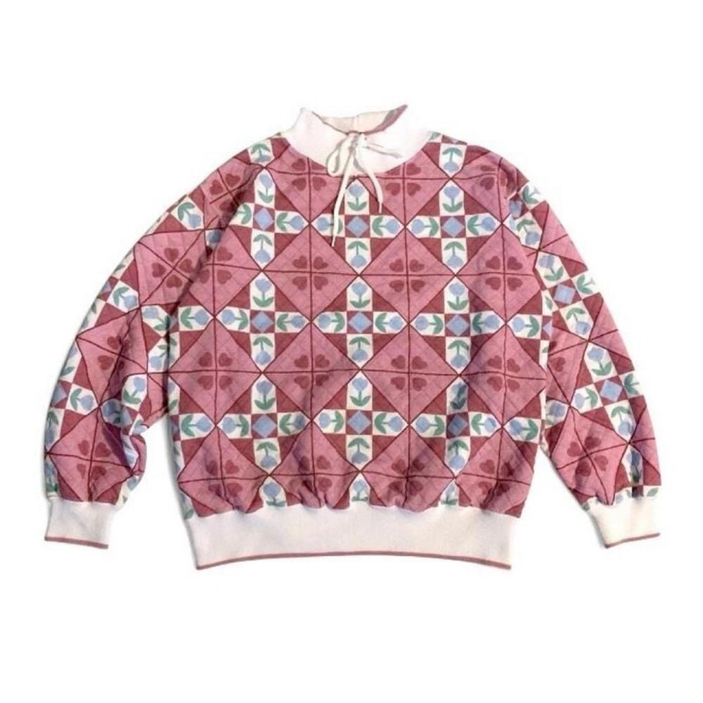Authentic vintage quilted 1980s pink sweatshirt